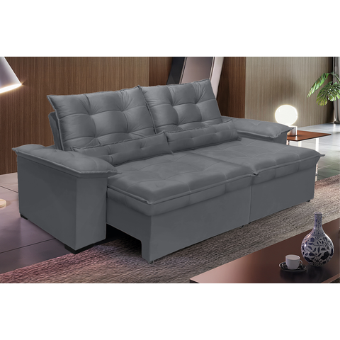 Sofá Retrátil e Reclinável Aspen 2.60m Super Pillow - Chumbo