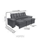 Ver imagem 3 de Sofá Retrátil e Reclinável Aspen 2.60m Super Pillow - Chumbo
