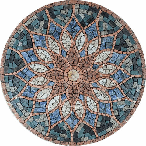 Mandala Indiana Piso Mosaico Vitral Árabe 80cm