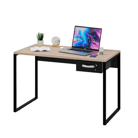 Mesa de Escritório Escrivaninha Industrial com Gaveta 120cm - Dubai/preto