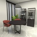 Ver imagem 1 de Mesa Redonda de Reunião 1,10m + 2 Estantes Metal Pre Cor:preto