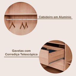 Guarda Roupa Sevilha 1 Porta com Espelho Mdf - Mademarcs - 5
