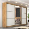 Guarda-Roupa Roupeiro Braga 3 Portas com 1 Espelho 100%Mdf - Amendoa/Off-White - Europa - 1