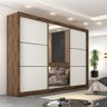 Guarda-Roupa Roupeiro Braga 3 Portas com 1 Espelho 100%Mdf - Brauna/Off-White - Europa - 2