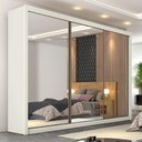 Ver imagem 1 de Guarda-Roupa Roupeiro Braga 3 Portas com Espelhos 100%Mdf - Off-White - Europa