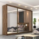 Ver imagem 1 de Guarda-Roupa Roupeiro Braga 3 Portas com Espelhos 100%Mdf - Brauna - Europa