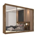 Ver imagem 2 de Guarda-Roupa Roupeiro Braga 3 Portas com Espelhos 100%Mdf - Brauna - Europa