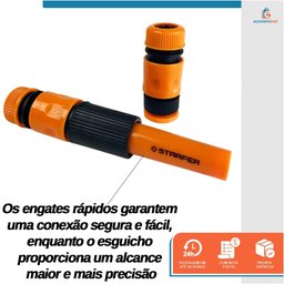 Jogo de Conectores Engate Rápido com Esguicho Regulável Starfer para Mangueira 1/2 com 4 Peças - 6