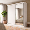 Guarda-roupa Roupeiro Zurique 2 Portas com 1 Espelho 100% Mdf - Off-white - Europa - 1