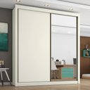Ver imagem 2 de Guarda-Roupa Roupeiro Zurique 2 Portas com 1 Espelho 100% Mdf - Off-White - Europa