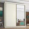 Guarda-Roupa Roupeiro Zurique 2 Portas com 1 Espelho 100% Mdf - Off-White - Europa - 2