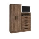 Ver imagem 2 de Guarda-roupa Armário Roupeiro Cômoda Quarto Solteiro Rústico