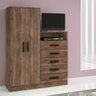 Guarda-roupa Armário Roupeiro Cômoda Quarto Solteiro Rústico - 1