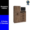Ver imagem 3 de Guarda-roupa Armário Roupeiro Cômoda Quarto Solteiro Rústico