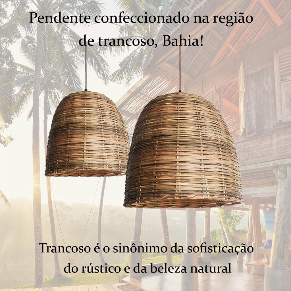 2 Pendente em Palha Rustico Artesanal Fibra Natural Nat25 | MadeiraMadeira