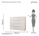 Ver imagem 3 de Cômoda 8 Gavetas Doble Albatroz Móveis - 2 Cores:carvalho/offwhite