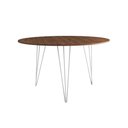 Ver imagem 3 de Mesa Jantar Redonda 110cm Amêndoa Clips 3 Pés com 5 Poltronas Eames Eiffel Brancas Ferro Branco