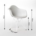 Ver imagem 6 de Mesa Jantar Redonda 110cm Amêndoa Clips 3 Pés com 5 Poltronas Eames Eiffel Brancas Ferro Branco