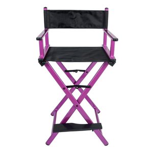 Cadeira Maquiador Diretor Cinema Alumínio Pelegrin Pel-y01c Preta e Rosa