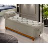 Recamier Divã Báu Para Cama Casal Bella Com Pés Em Madeira N&E Loja Recamier Baú Divã Bella Bege - 1
