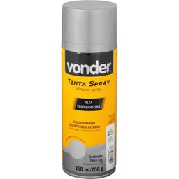 Tinta Spray Acrílica Alta Temperatura Alumínio 350ml/250g Vonder - 1