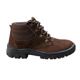 Bota Botina de Segurança Couro Nobuck Bico PP Marrom Cadarço EPI Imbiseg 45 - 2