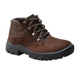 Bota Botina de Segurança Couro Nobuck Bico PP Marrom Cadarço EPI Imbiseg 45 - 1