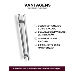 Puxador de Alumínio para Portas Escovado Milão 60cm Brimak - 3