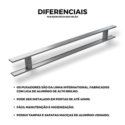 Puxador de Alumínio para Portas Escovado Milão 60cm Brimak - 2