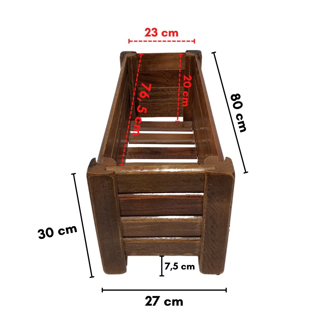 Vaso Jardineira de Madeira Ripada para Plantas 80x26cm - 4