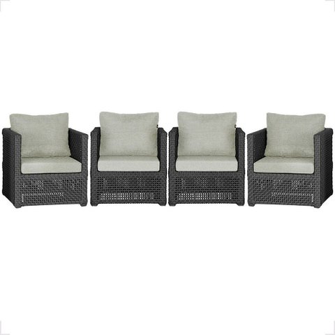 4 Poltronas Madri Alumínio Corda Náutica Estofado 3 Trama Original