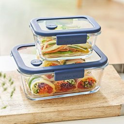 Conjunto de Potes de Vidro Hermético Retangular - Bomba Manual de Sucção a Vácuo 5 Peças - 7