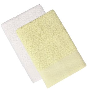 Kit 2 Toalha de Banho Capri Atlântica 100% Algodão Banhão 75x1,50 Cor:branco Off White + Amarelo