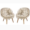 Ver imagem 2 de Conjunto 2 Poltronas Sênior Suede Premium Pés de Madeira:bege
