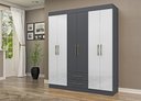 Ver imagem 3 de Guarda-Roupa Casal 6 Portas 2 Gavetas Chile Niquel e Branco