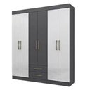 Ver imagem 1 de Guarda-Roupa Casal 6 Portas 2 Gavetas Chile Niquel e Branco