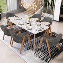 Ver imagem 2 de Kit 4 Cadeiras de Jantar e Estar Living Estofada Nadja L02 Linho Mescla Chumbo - Lyam Decor