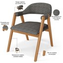 Ver imagem 4 de Kit 4 Cadeiras de Jantar e Estar Living Estofada Nadja L02 Linho Mescla Chumbo - Lyam Decor