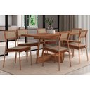 Ver imagem 1 de Conjunto: Mesa Sala Jantar Átria 1592 Aço C/ Tampo Madeirado 160x90cm e 6 Cadeiras Lux Rose/freijo