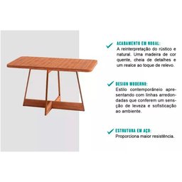 Conjunto: Mesa Sala Jantar Átria 1592 Aço C/ Tampo Madeirado 160x90cm e 6 Cadeiras Lux Rose/freijo - 4
