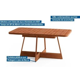 Conjunto: Mesa Sala Jantar Átria 1592 Aço C/ Tampo Madeirado 160x90cm e 6 Cadeiras Lux Rose/freijo - 7