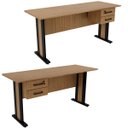 Ver imagem 5 de Mesa para Escritório Reversível 160 cm 2 Gavetas Amêndoa/Preto