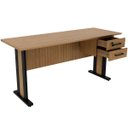 Ver imagem 4 de Mesa para Escritório Reversível 160 cm 2 Gavetas Amêndoa/Preto