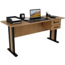 Ver imagem 1 de Mesa para Escritório Reversível 160 cm 2 Gavetas Amêndoa/Preto