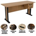 Ver imagem 2 de Mesa para Escritório Reversível 160 cm 2 Gavetas Amêndoa/Preto