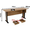 Ver imagem 3 de Mesa para Escritório Reversível 160 cm 2 Gavetas Amêndoa/Preto