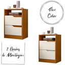 Ver imagem 3 de Kit 2 Mesas de Cabeceira Sole com 2 Gavetas e Nicho Cinamomo/off White
