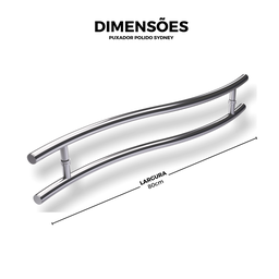 Puxador de Alumínio para Portas Polido Sydney 80cm Brimak - 5