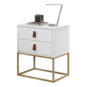 Ver imagem 2 de Mesa de Cabeceira com Gavetas 45cm Unic Base Metálica Estilo Industrial:branco/dourado