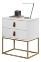 Ver imagem 2 de Mesa de Cabeceira com Gavetas 45cm Unic Base Metálica Estilo Industrial:branco/dourado